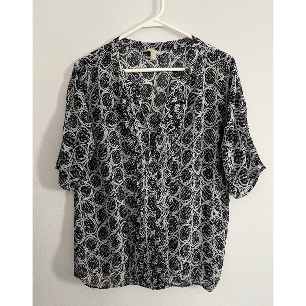 Banana Republic Factory semi sheer ruffle blouse size S